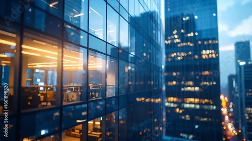 Modern office building at night cityscape