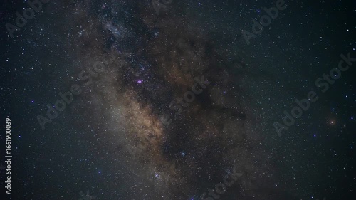 Stunning 4k timelapse of the night sky Milky Way galaxy motion in the desert sand dune.  stars scape in a remote wilderness location.