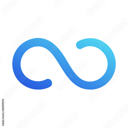 Vector art of a blue gradient infinity symbol icon representing endless possibilities and mathematical concepts