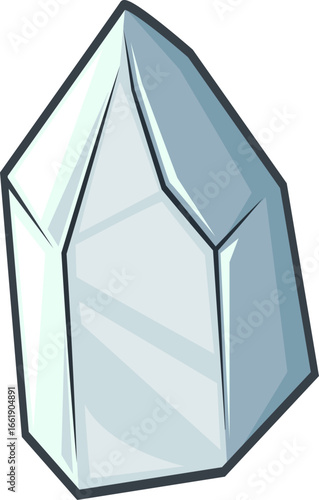 Weißer Bergkristall Heilstein als Illustration mit klarer, facettierter Struktur
