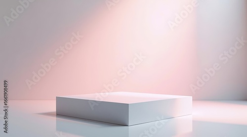 Wallpaper Mural Minimalist white square podium with pastel light background, perfect for product display, packaging design, cosmetics and presentations Torontodigital.ca