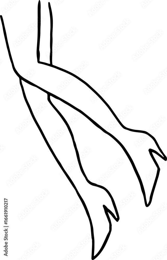 Obraz premium Walking female legs in high heel shoes, side view, contours with curved black lines in grunge style