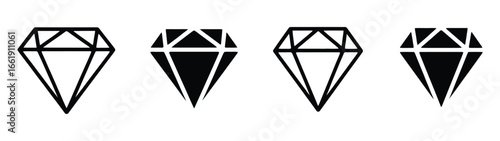 Illustration of diamonds in black and white, showcasing a simple and elegant design for jewelry, luxury, and precious stones, suitable for various uses