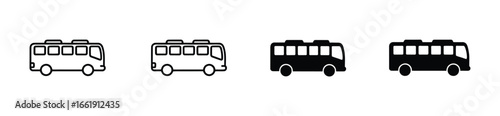 Vector art of collection of bus illustrations, showcasing various styles and designs for transportation, travel, and urban mobility concepts in graphic design