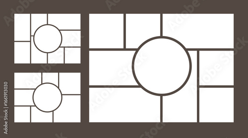 Set of bento system photo or pictures collage. Abstract digital wall template