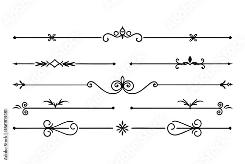 Elegant Black and White Floral Text Dividers Design Elements Collection