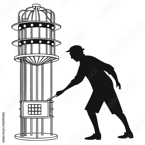 Realistic silhouette of a quantum computer core, black fill, white background, single component, realistic style, Vector