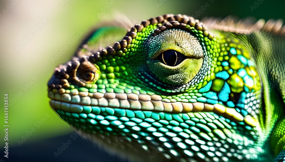 Obraz premium Vibrant Lizard Displays Colorful Scaled Skin