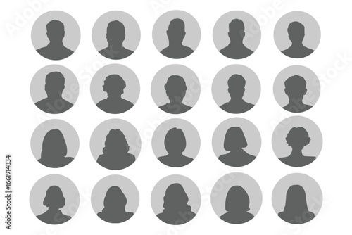 Men and women avatars set. Male and female silhouettes abstract people. User profiles badges. Unknown or anonymous persons. Vector illustration