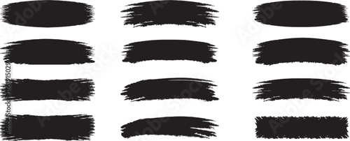 Black Ink Brush Strokes Grunge Vector Collection brushes lines frames box grungy Grungy brushes collection Brush stroke paint boxes on white background stock vector