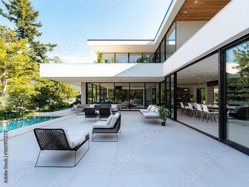 Exterior patio with clean architectural lines and functional openair layout