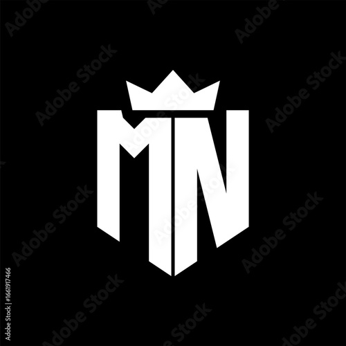 MN Vector image of a shield with a sharp geometric style and a pointed crown