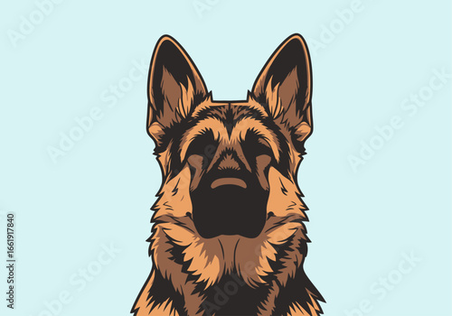 Close-up vector illustration of a German Shepherd dog.