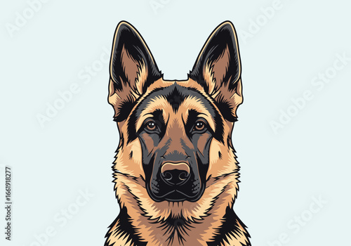 Close-up portrait of a German Shepherd dog with detailed fur and expressive eyes.