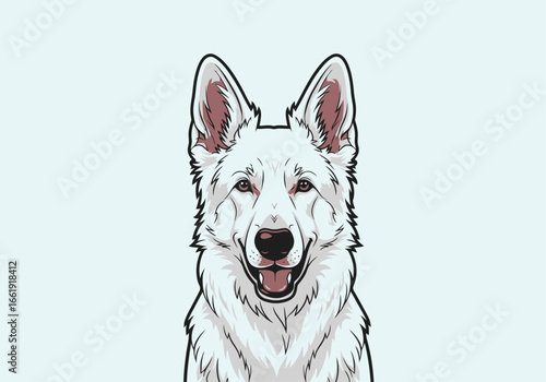 Portrait of a white shepherd dog with a friendly expression.