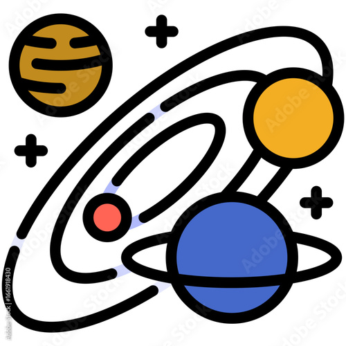 universe filled line icon