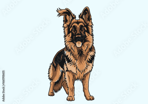 German Shepherd Dog Illustration.