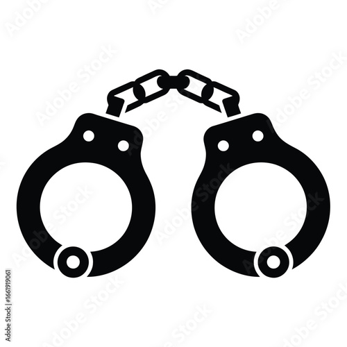 Iconic black handcuffs symbolizing arrest and justice