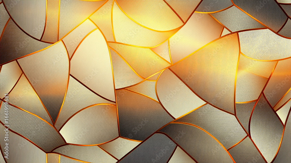 Obraz premium A background of a mosaic pattern with gold lines. gold and beige wallpaper.