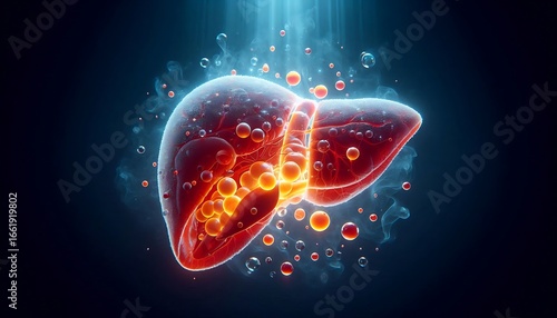 3D Illustration of Liver Damage Showing Fatty Liver, Fibrosis, Cirrhosis, and Liver Cancer