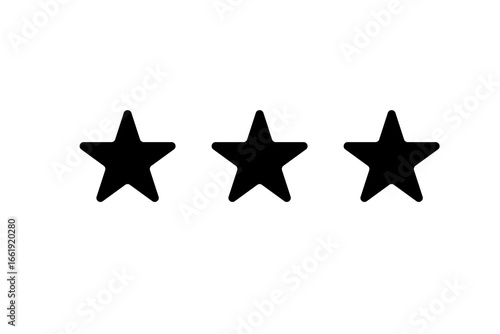 black three stars rating icon.