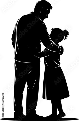 A warm silhouette of a grandchild standing behind a grandparent