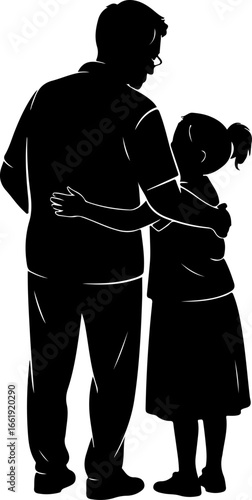 A warm silhouette of a grandchild standing behind a grandparent