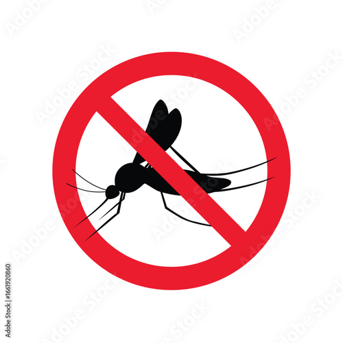 No mosquito fly. Anti gnat or stop midge. Easy editable vector design