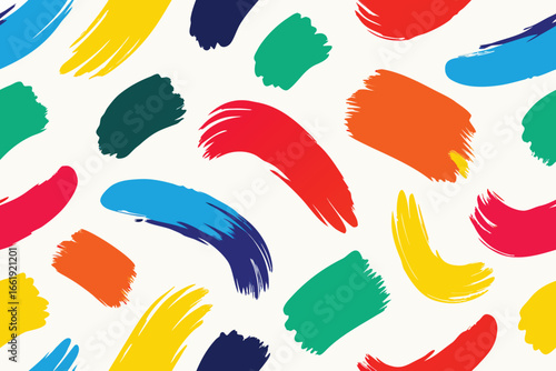 Vibrant Brush Stroke Pattern Colorful Abstract Background with Red, Blue, Green, Yellow Hues