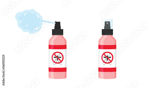 Mosquito Spray Vector Design. Repellent Insect Bottle With Stop Gnat Sign.