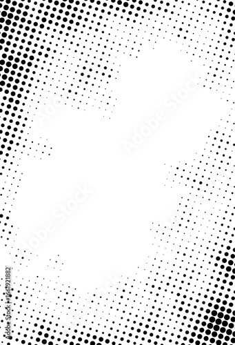 Seamless halftone black dot pattern on white background, perfect for vintage design, retro effects, comic art, or print textures.