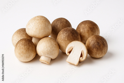 Fresh Mushrooms: A collection of freshly harvested mushrooms, carefully arranged to highlight their unique shapes and textures, offering a glimpse into the natural bounty of the earth.