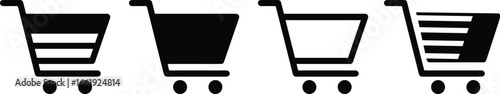 Shopping cart icon set. Internet shop buy symbol. Empty shopping cart symbol, shop and sale, vector illustration