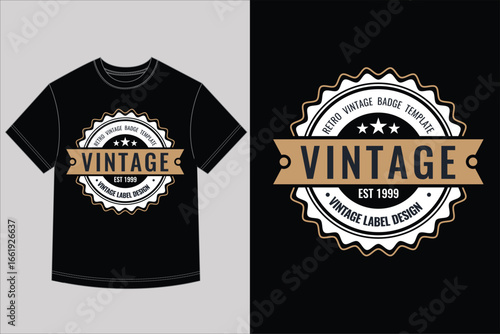 Retro Vintage Badge T Shirt Design Typography Label Graphic Print Est 1999 Emblem