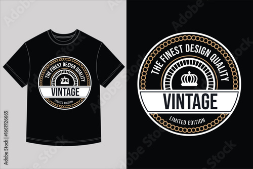 Vintage Badge T Shirt Design Retro Crown Emblem Limited Edition Typography Graphic for Apparel
