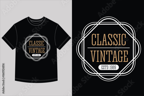 Classic Vintage T Shirt Design Estd 1989 Retro Typography Badge Graphic