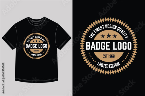 Badge logo vintage tshirt design with classic star and round elements