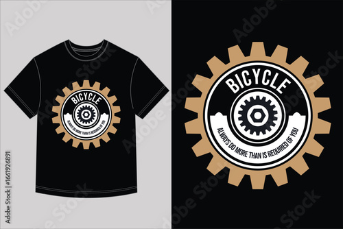 Bicycle Gear T Shirt Design Retro Badge with Motivational Quote Graphic