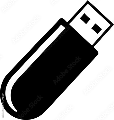 USB Flash Drive Icon - Vector Graphic Illustration of a Portable Data Storage Device