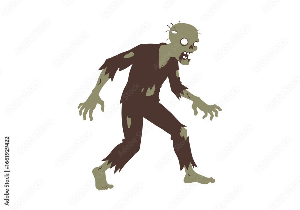 Fototapeta premium Zombie depiction rotting flesh tattered clothing and menacing posture