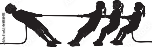 Tug of War Game Silhouette Vector