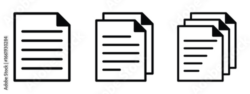 Paper documents icons. Line symbol and document icon. Paper symbol with single and multiple pages. vector illustration. 