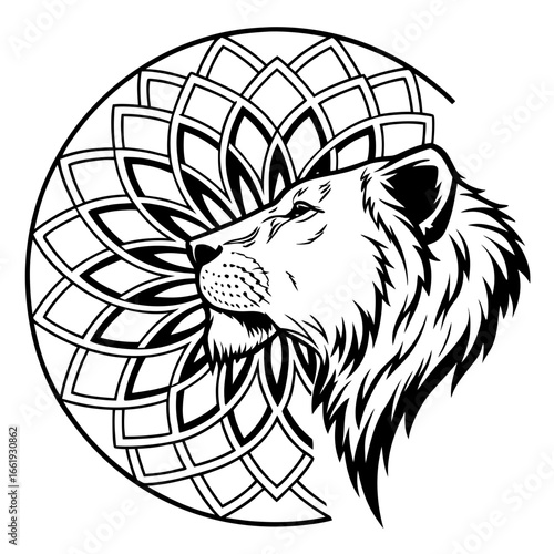 Vector illustration of a dog and wolf head with tribal style art