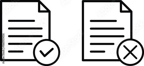 Clipboard icon vector with checkmark on document. paper document Check mark and cross sheets icon
