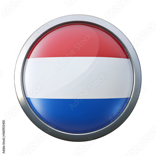 Round coin with dutch flag isolated on transparent background