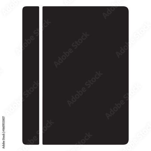 Closed black notebook or sketchbook with an elastic band minimalist design perfect for presentations and creative projects displaying organization and simplicity