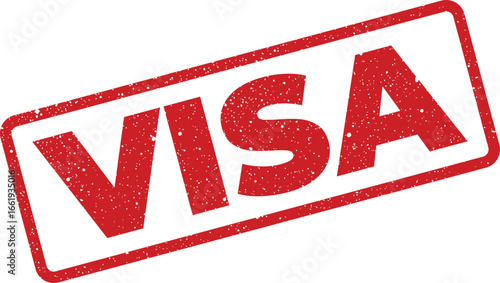 Distressed red rubber stamp effect with word VISA for print and design
