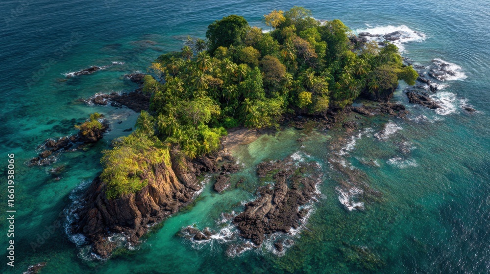 Fototapeta premium tropical island aerial view ocean