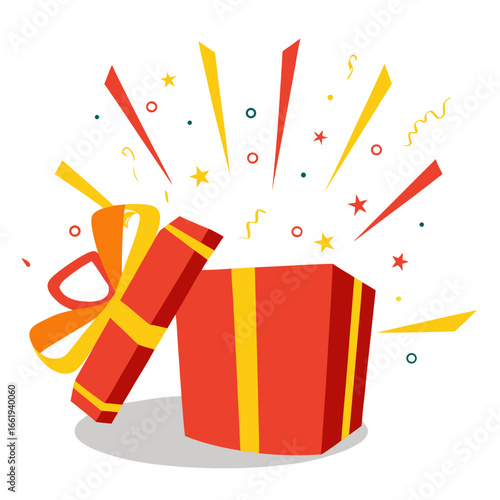 surprise gift box vector with yellow bow suitable for use on birthday party, new year and marry christmas
