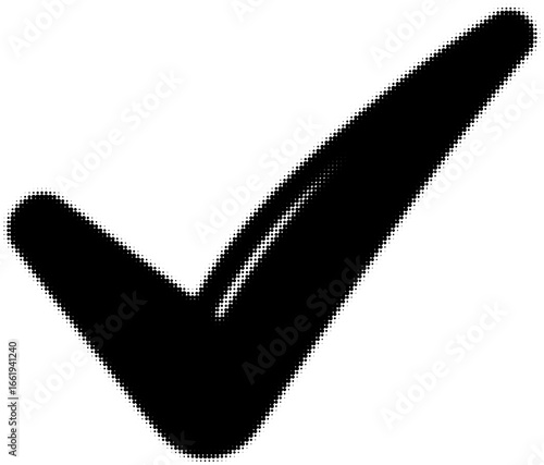 Black halftone check mark symbol in a bold design. Vector illustration